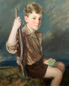GINNETT Louis 1875-1946,Portrait of a boy holding an apple,1929,Gorringes GB 2020-09-01