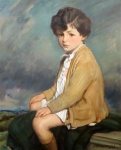 GINNETT Louis 1875-1946,Portrait of a seated boy in a landscape,1929,Gorringes GB 2020-09-01