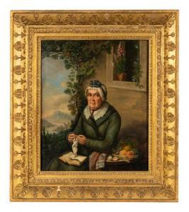GINOWSKY Joseph 1800-1857,Folk Portrait of an Elderly Lady,1828,Hindman US 2020-07-21