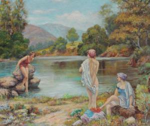 GIORGI Federico Agostino,Three Bathers in a Quiet Country Rural Landscape,Burchard 2013-07-21