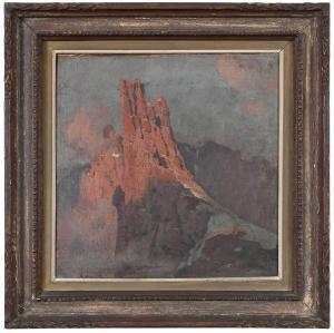 GIOVACCHINI Ulderico 1890-1965,Craggy Mountain top at Sunset,Brunk Auctions US 2021-09-09
