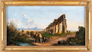 GIOVANNINI Vincenzo 1816-1903,Paesaggio con rovine e balle di fieno,Casa d'Aste Arcadia 2023-03-29