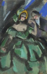 GIR Charles F. Girard 1883-1941,Elégante à la robe verte,Mercier & Cie FR 2022-10-29