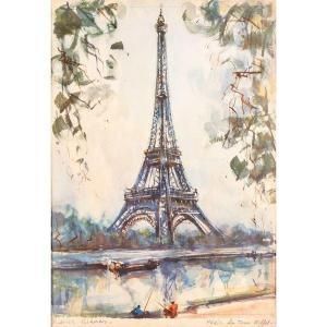 GIRARD Marius 1900-1900,Paris la tour Eiffel,Colasanti Casa D'Aste Roma IT 2022-01-24