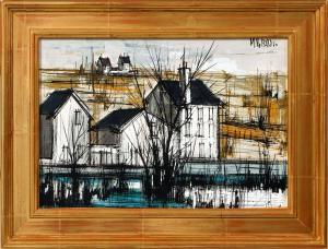GIRARD Michel 1939,Maisons en bord de la rivière,1963,Cannes encheres, Appay-Debussy FR 2025-05-16