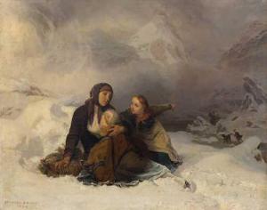 GIRARDET Edouard Henri 1819-1880,Rescue in the mountains,1830,Galerie Koller CH 2022-04-01