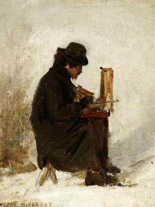 GIRARDET Henri Leopold 1848-1917,Le peintre en hiver,Zofingen CH 2019-11-14