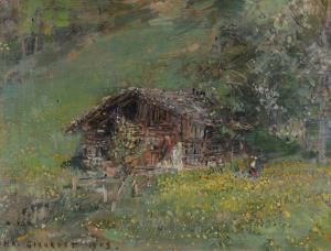 GIRARDET Henri Leopold 1848-1917,Paysanne dans son jardin potager,1905,Germann CH 2020-06-23