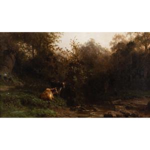 GIRARDET Karl 1813-1871,Vaches au bord d'un ruisseau,Piasa FR 2023-03-01