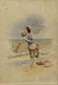 GIRARDET Leon 1857-1895,jeune femme à l'épuisette,Marambat-Camper FR 2024-02-14