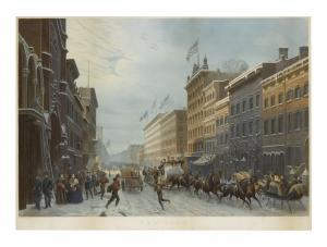 GIRARDET Paul 1821-1893,NEW YORK WINTER SCENE IN BROADWAY/SCÈNE D'HIVER DA,1857,Sotheby's 2018-01-17