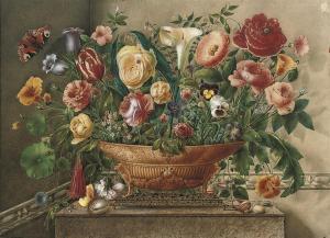 GIRARDIN Pauline, née Joannis 1818,Still life of flowers, including roses, carnatio,Christie's 2009-06-02