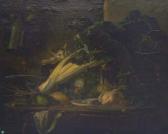 GIRAUD Ch,« Nature morte aux légumes et au chat sur une comm,1866,Auxerre Enchères FR 2007-12-09