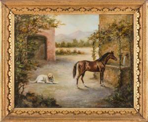 GIRAUD 1800-1800,Paesaggio con cavallo e cane,1900,Trionfante IT 2017-03-09