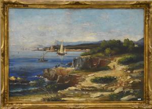 GIRAUDON Charles 1900-1900,Paysage en bord de mer,Rops BE 2019-11-10