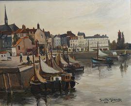 GIRAULT Gaston 1913-1974,Port de Honfleur,1964,Siboni FR 2021-06-27