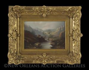 GIRAULT Louis C,Mountainous Landscape with Bridge Over a River,New Orleans Auction 2016-03-13