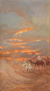 GIROTTO Napoleone 1800-1900,Arabs with camels in the desert,Mallams GB 2018-02-28