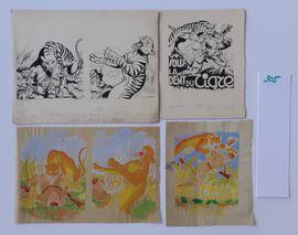 GIROUD Eugène 1906-1979,Ensemble de 3 dessins originaux sur 2 feuilles + m,Neret-Minet FR 2021-12-05