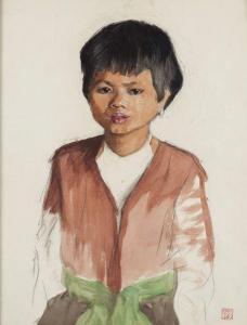 GIROUD MARIE JOSEPHINE 1873-1962,Portrait d'enfant vietnamien,Mercier & Cie FR 2012-05-12