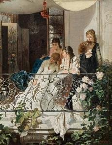 GISELA Josef 1851-1899,Young women on a balcony,im Kinsky Auktionshaus AT 2018-10-23
