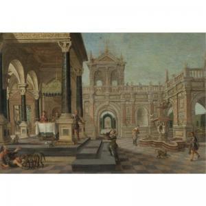 GISELAER NICOLAS DE 1517-1583,A PALATIAL CAPRICCIO WITH DIVES AND LAZARUS,Sotheby's GB 2007-04-24