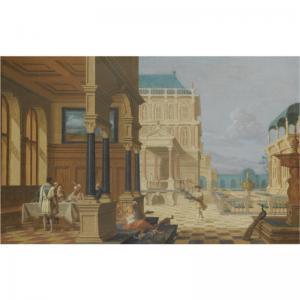GISELAER NICOLAS DE 1517-1583,AN ARCHITECTURAL CAPRICCIO WITH DIVES AND LAZARUS,Sotheby's 2007-07-03