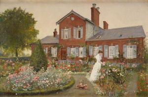GISLAIN Charles 1826-1904,Jeune femme dans un jardin de roses,1897,Osenat FR 2012-06-03
