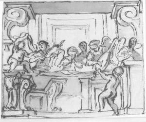 GISMONDI Paolo 1612-1685,Musiciens sur une balustrade,Christie's GB 2002-11-27