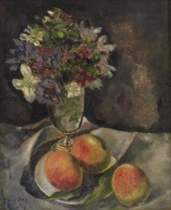 GISPEN Willem Hendrik,A painting of flowers in a glass vase with three a,1939,Venduehuis 2018-04-18