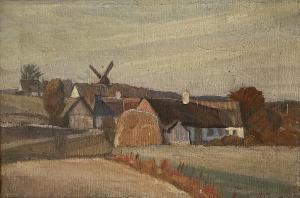 GISSEL Petri 1895-1975,Landscape with farm and mill,Bruun Rasmussen DK 2022-06-09