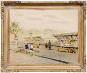 GISSON Andre 1921-2003,Booksellers along the Seine,Brunk Auctions US 2010-05-01