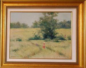 GISSON Andre 1910,lady and daughter in field,Hood Bill & Sons US 2007-04-17