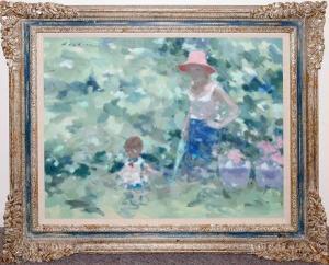 GISSON Andre 1910,MOTHER AND CHILD IN MEADOW,Du Mouchelles US 2008-06-22