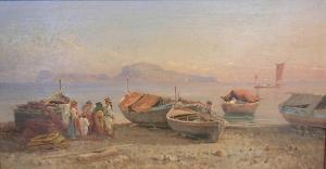 GIULTI G. 1800-1900,FIGURES ON THE SHORE WITH BOATS,William Doyle US 2006-07-12