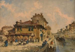 GIUSEPPE RIVA 1861-1948,Naviglio Grande Vicolo delle Lavandaie,Meeting Art IT 2024-01-24