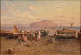 GIUSTI Guglielmo 1824-1916,Veduta di Palermo con barche di pescatori,Galleria Sarno IT 2016-05-11