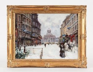 GIUSTO Fausto 1867-1941,Vue de la Place Royale à Bruxelles,Horta BE 2021-11-15