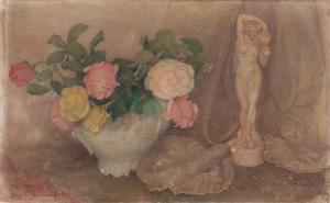 GIZYCKA BEREZOWSKA Julia,Still life with a bouquet of roses and a figurine,Desa Unicum 2023-07-25