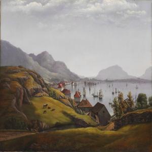 GJÖS Ferdinand,Norwegian fiord with traffic at sea, presumably of,Bruun Rasmussen 2013-06-04