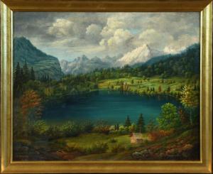 GLÖTZLE Franz Xaver 1816-1884,Blick auf einen Gebirgssee,1872,Allgauer DE 2023-01-13