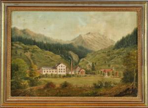 GLÖTZLE Franz Xaver 1816-1884,Fabrikanlage in Berglandschaft,1858,Allgauer DE 2013-01-12