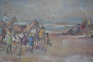 GLADY'S Mc Cabe,figures and horses on a beach,Lawrences of Bletchingley GB 2017-06-06