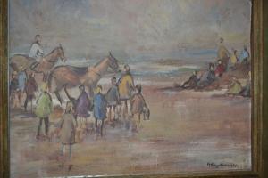 GLADY'S Mc Cabe,figures and horses on a beach,Lawrences of Bletchingley GB 2017-07-18