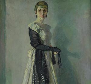 GLADYS VASEY 1932-1942,portrait of Madeleine in a silk evening dress,Burstow and Hewett 2018-06-21