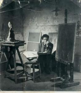 GLASS Douglas 1901-1978,Alberto Giacometti dans son atelier,1958,Aguttes FR 2009-03-25
