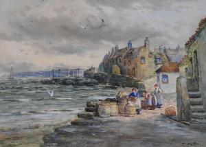 GLASS John Hamilton 1890-1925,Figures on a seafront,Clevedon Salerooms GB 2023-02-16
