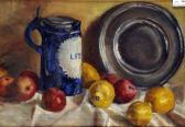 GLASS Pauline,still life study of fruit and other items on a tab,1928,Biddle and Webb 2013-01-11