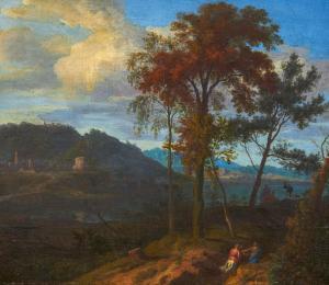 GLAUBER Johannes 1646-1726,Italian Landscape by the Lake,Van Ham DE 2023-11-17