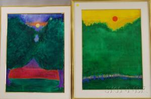 GLEEZEN Kathy 1900-2000,Landscape with Two Trees,1984,Skinner US 2012-02-16